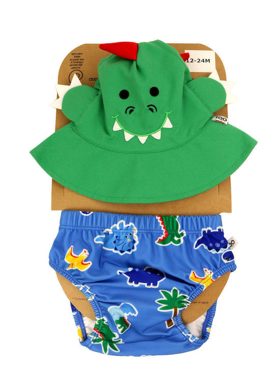 Zoocchini Costum de baie pentru copii Scutece de înot cu pălărie Albastră