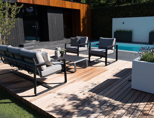 Amalf 4-Piece Outdoor Living Room Set Aluminum with Pillows