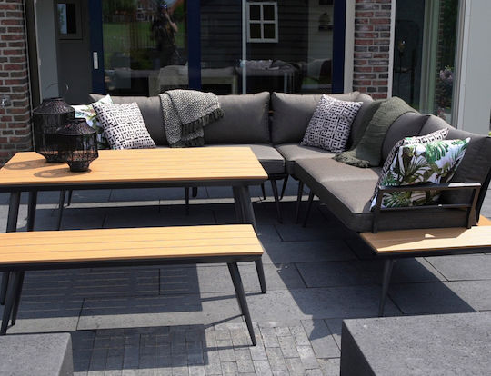 Arezzo 3-Piece Outdoor Living Room Set Gray with Pillows