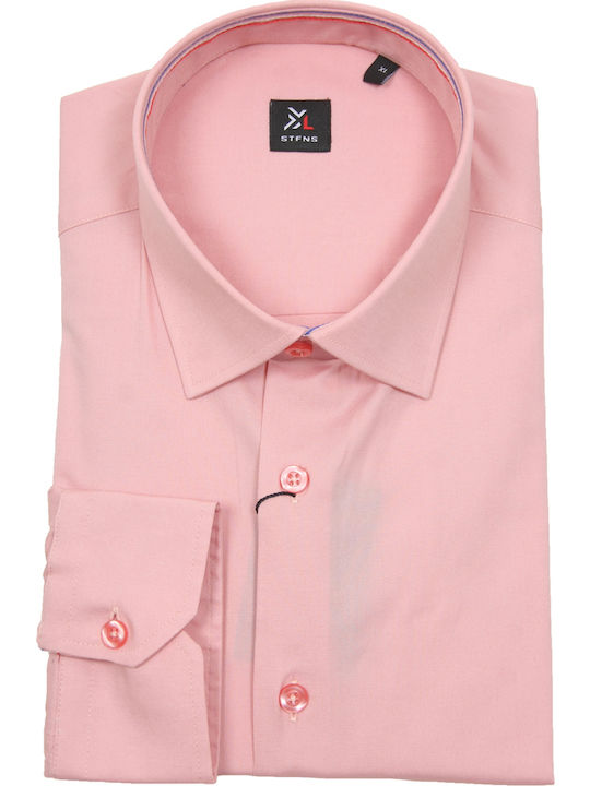 Long-sleeved Cotton Shirt Pink