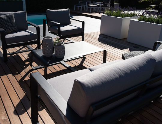 Amalf 4-Piece Outdoor Living Room Set Aluminum with Pillows