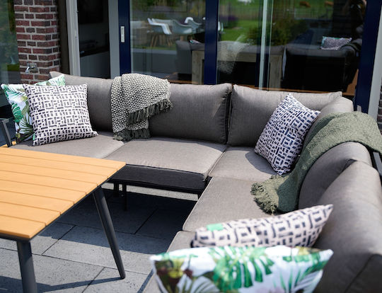 Arezzo 3-Piece Outdoor Living Room Set Gray with Pillows