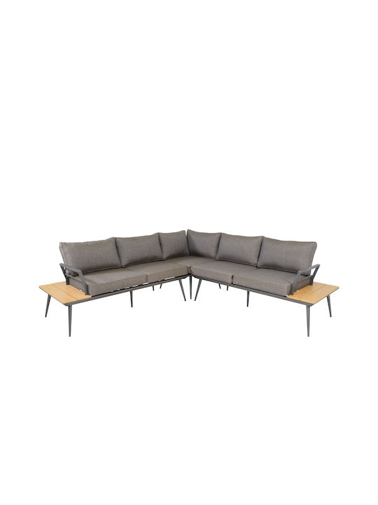 Set Cameră De Zi Pentru Exterior Arezzo 3 Piese Gri Cu Perne