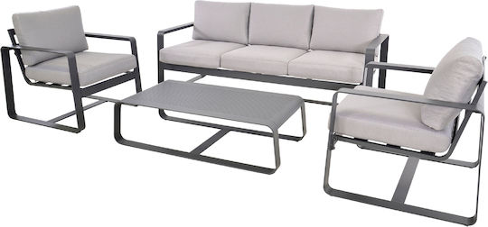 Amalf 4-Piece Outdoor Living Room Set Aluminum with Pillows