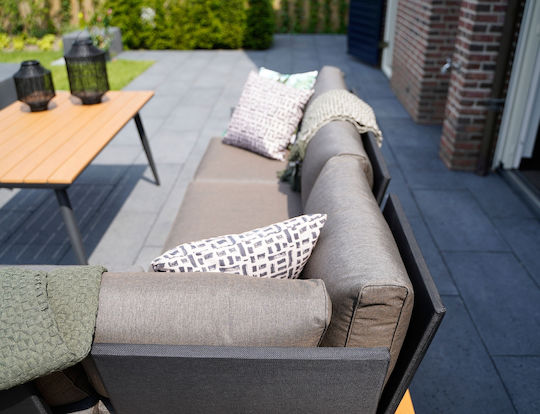 Arezzo 3-Piece Outdoor Living Room Set Gray with Pillows