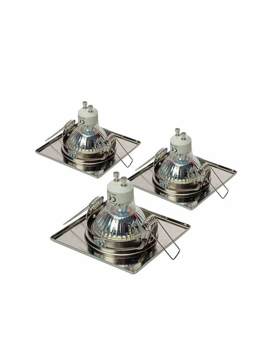 Eko Light Τετράγωνο Χωνευτό Σποτ με Ενσωματωμένο LED και Θερμό Λευκό Φως 1τμχ