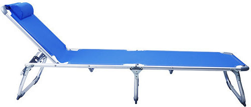 Bliumi Foldable Aluminum Beach Sunbed Blue with Pillow 189x60x28cm