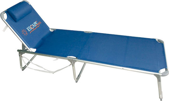 Escape Foldable Aluminum Beach Sunbed Blue with Pillow 200x61x38cm