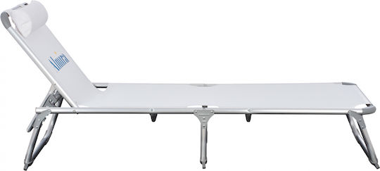 HomeMarkt Foldable Aluminum Beach Sunbed White with Pillow 188x58x33cm