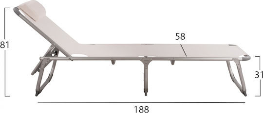 HomeMarkt Foldable Aluminum Beach Sunbed White with Pillow 188x58x33cm
