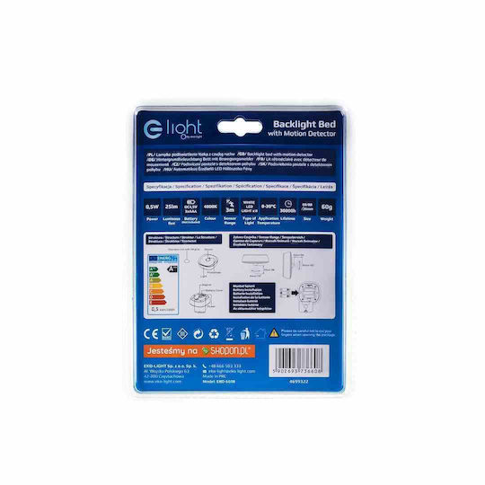 Eko Light LED Lumină de siguranță cu Alimentare cu baterie și Senzor de mișcare 1buc