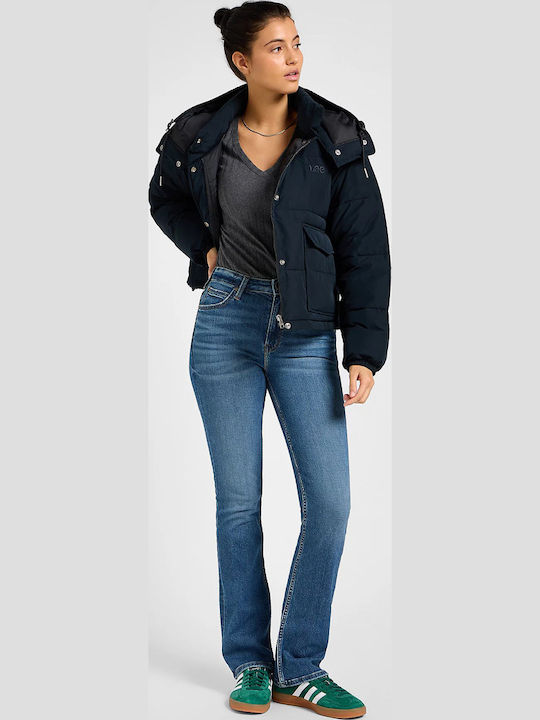 Hoch tailliert Damenjeans in Bootcut-Passform Valiant Blue