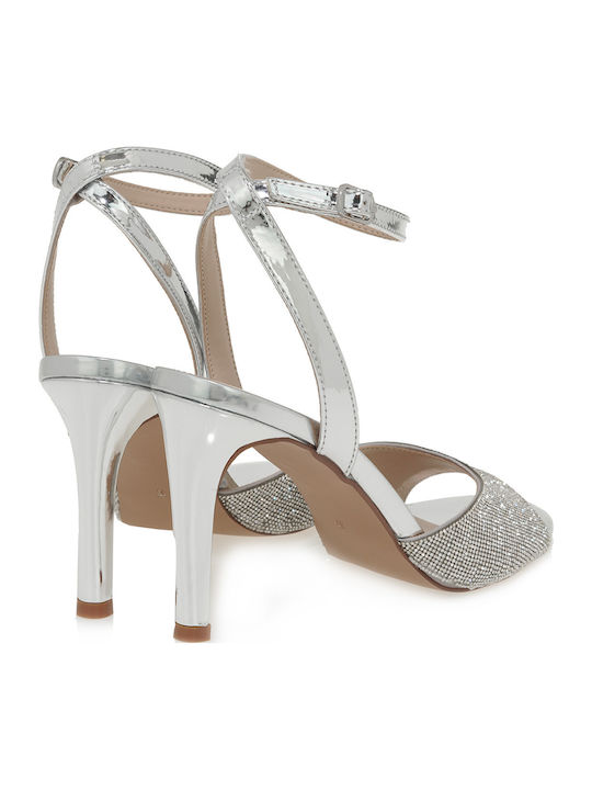 Sandalen mit Strass Silber