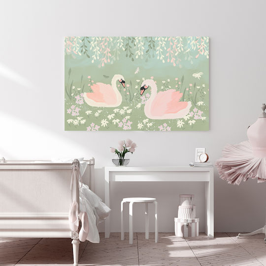 Copilăresc Tablou Lebede pe Pânză 65x95buc