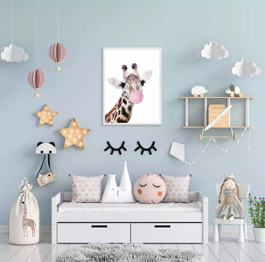Kids Framed Wall Painting Giraffe Pink Bubble 30x40cm