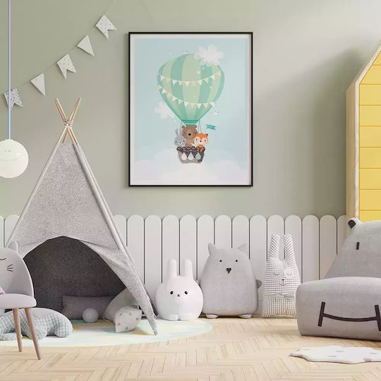 Kids Framed Wall Painting Hot air balloon 21x30cm
