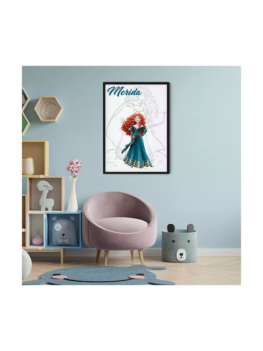 Tablou Copilăresc Princess Merida cu Ramă Albă din Lemn 21x30buc