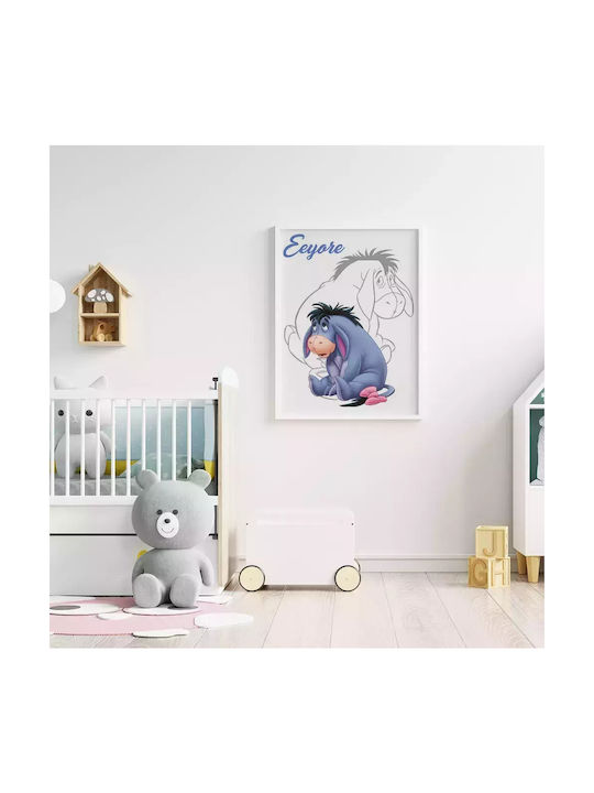 Tablou Copilăresc Eeyore cu Ramă Albă din Plastic 21x30buc