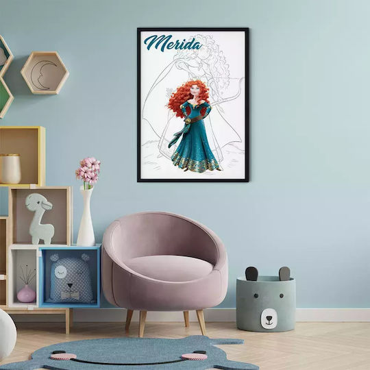 Kids Framed Plastic Wall Painting Princess Merida 21x30cm