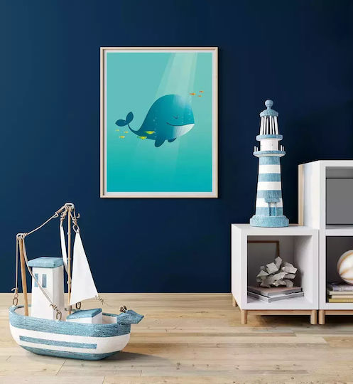 Kids Framed Plastic Wall Painting Whale 21x30cm