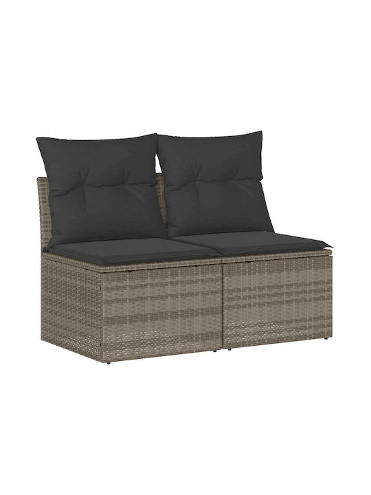 Two-Seater Outdoor Rattan Sofa with Cushions 55x55x69cm