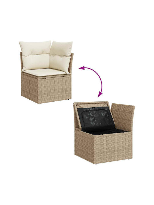 Corner Outdoor Sofa Rattan with Chest and Cushions 55x55x69cm