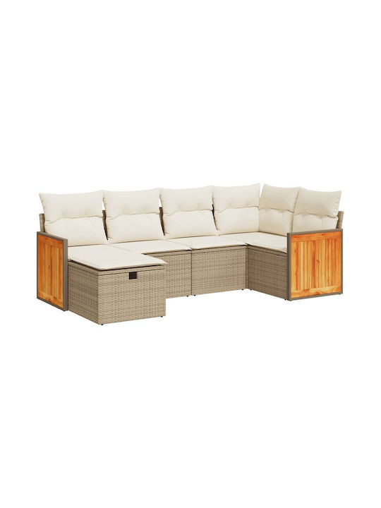 Corner Outdoor Sofa Rattan with Chest and Cushions 55x55x69cm