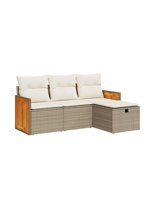 Corner Outdoor Sofa Rattan with Chest and Cushions 55x55x69cm