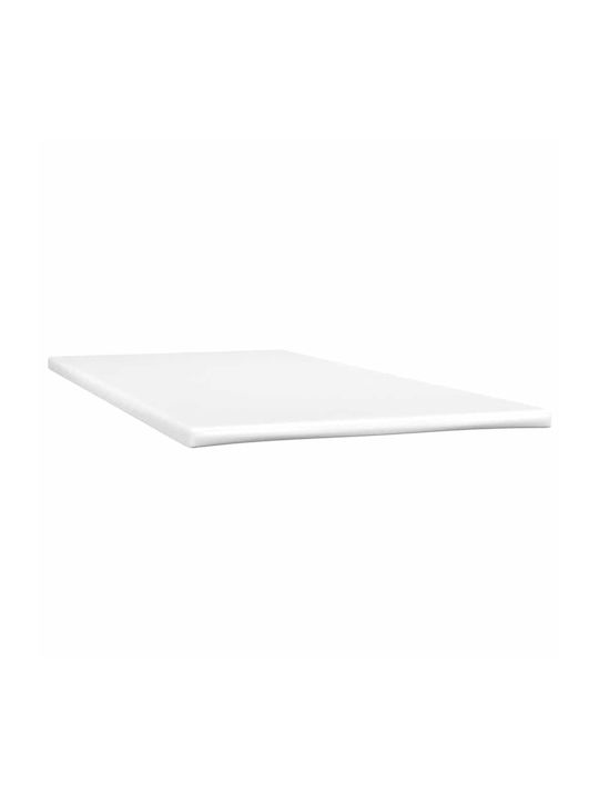 Pat Single Tapițat cu Material Textil Roz cu Plăci și Saltea 90x220cm