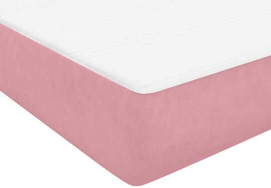 Ein Einzelbett Mit Stoff Rosa Mit Lattenrost Und Matratze 90x210cm