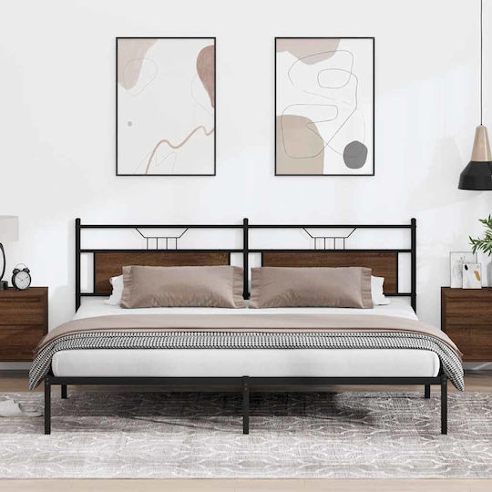 King Size Holzbetten Braune Eiche mit Lattenrost für Matratze 193x203cm