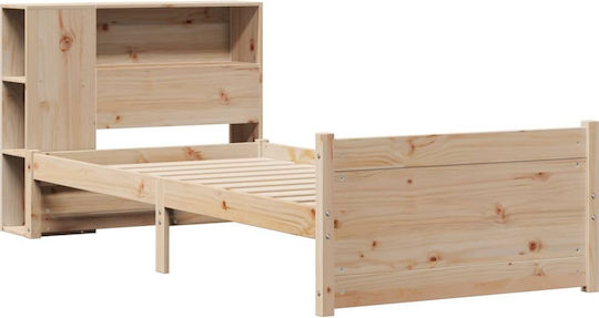Pat Single Din Lemn Masiv Maro Cu Plăci Potrivit Pentru Saltea 75x190cm
