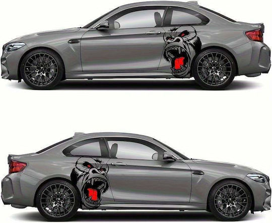 Set 2 Adhesive Tuning Stickers In Two Colors Model Gorilla Size 70 X 47 Cm Color Black + Red