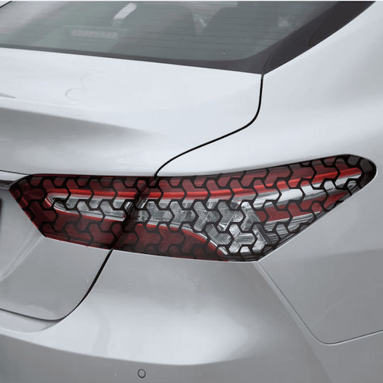 Satz 2 Klebefolien Auto-Rücklicht-Dekoration Größe 2 x 48 x 30 cm Farbe Matt Schwarz Modell Wabendreieck