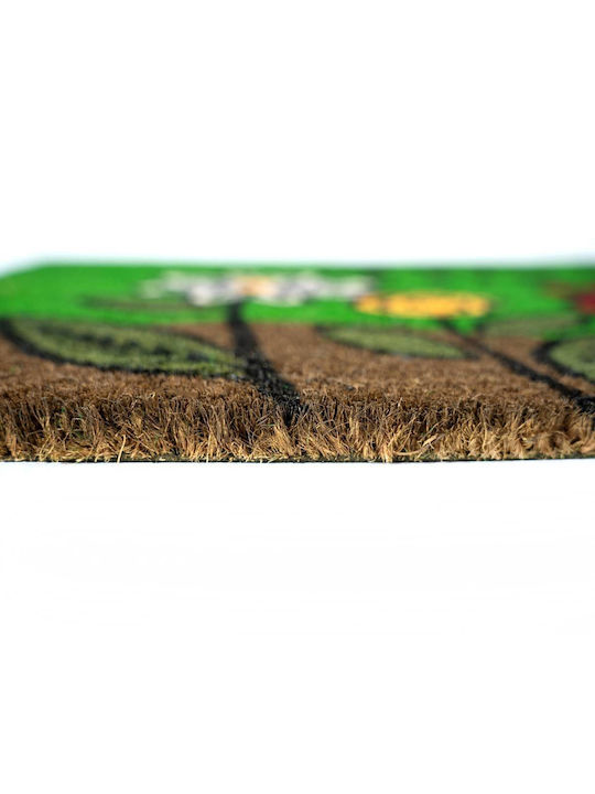 Sdim Entrance Mat made of Coir with Anti-slip Backing Ruco Print 401 Welcome Friends Green 40x60cm Thickness 15mm