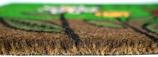 Sdim Fußmatte aus Kokosnussfasern mit rutschfester Unterlage Ruco Print 401 Welcome Friends Grün 40x60cm Dicke 15mm