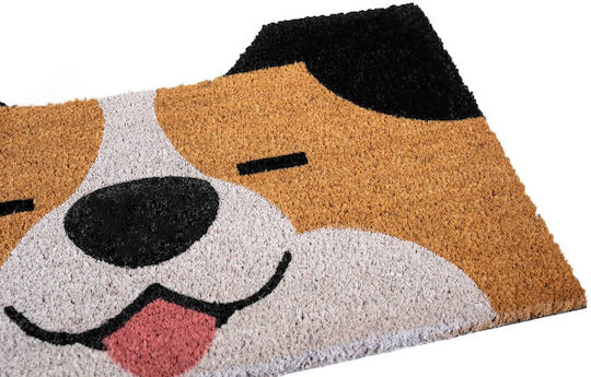 Sdim Entrance Mat made of Coir with Anti-slip Backing Dog Beige-Black 45x75cm Thickness 15mm