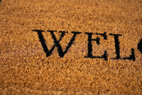 Sdim Entrance Mat made of Coir with Anti-slip Backing Freestyle XL 450 Welcome Blocks 50x80cm Thickness 17mm