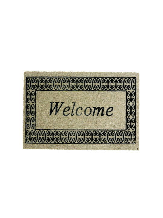 San Lorentzo Entrance Mat made of Coir with Anti-slip Backing Welcome Frame Brown 40x60cm