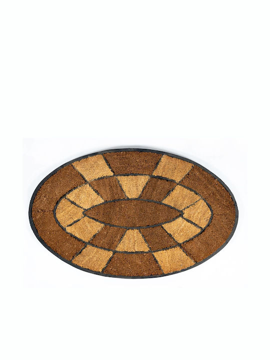 Sdim Entrance Mat Oval made of Coir with Anti-slip Backing Indian 002 Oval 60x90cm