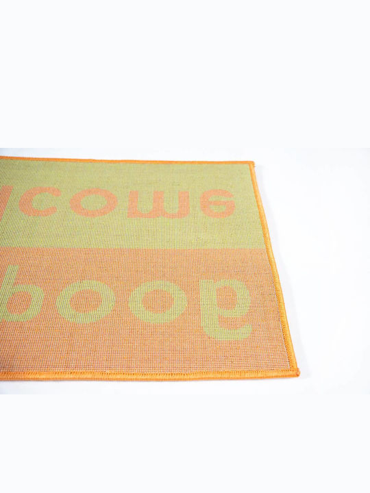 Sdim Covor de Intrare Mochetă cu Suport Antiderapant Fashion Welcome Lime Green/Orange 40x67buc