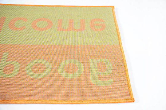 Sdim Entrance Mat Carpet with Anti-slip Backing Fashion Welcome Lime Green/Orange 40x67cm