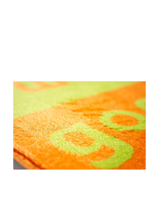 Sdim Covor de Intrare Mochetă cu Suport Antiderapant Fashion Welcome Lime Green/Orange 40x67buc