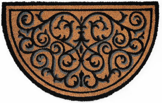 Sdim Fußmatte aus Kokosnussfasern mit rutschfester Unterlage Design 102 Half Round 45x75cm Dicke 15mm