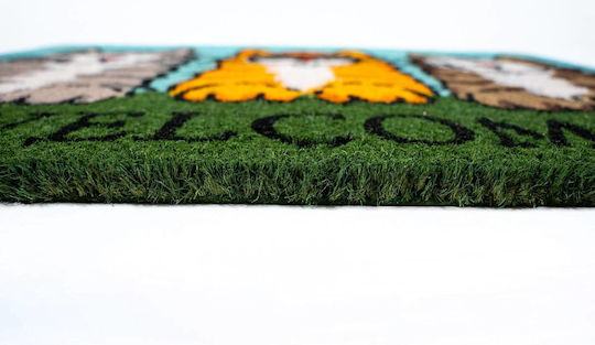 Sdim Fußmatte aus Kokosnussfasern mit rutschfester Unterlage Ruco Print 749 Welcome Cats Blau 40x60cm Dicke 15mm