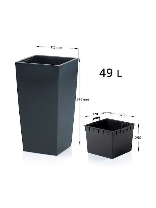 Marhome Urbi Square Саксия Пластмаса Черен 32.5x32.5x61εκ.