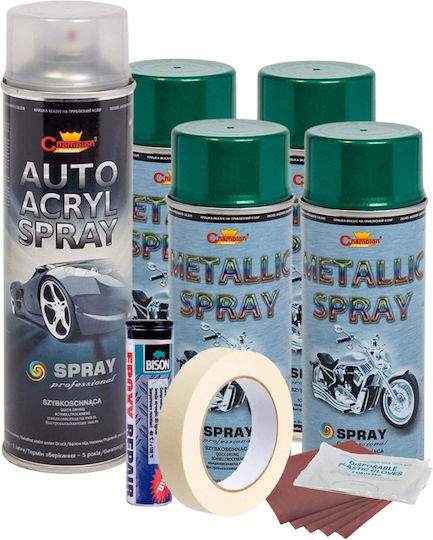 Complete Repair Painting Kit Wheels In Metallic Green Color V4