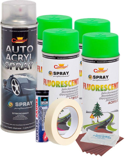 Complete Repair Painting Kit Wheels In Fluorescent Green Color V4
