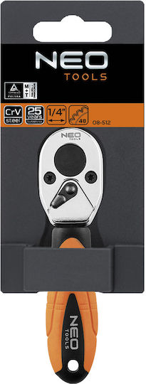Neo Tools Chei cu clichet 48 Dinti cu Patrat 1/4" Lungime 10.5cm.