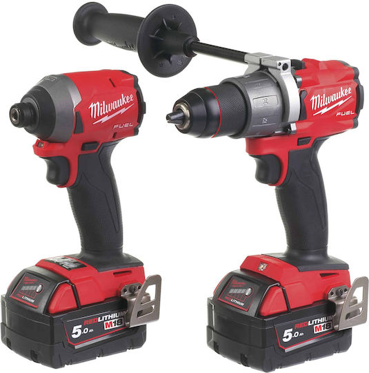 Milwaukee M18 FPP2A2-502X Σετ Κρουστικό Δραπανοκατσάβιδο & Παλμικό Κατσαβίδι 18V με 2 Μπαταρίες 5Ah και Θήκη